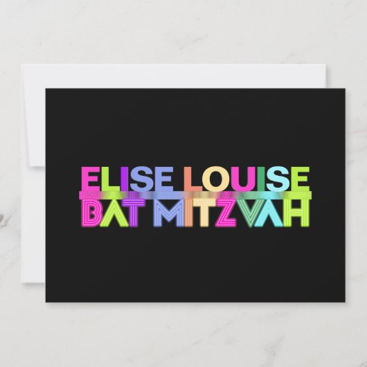 PixDezines Neon Lights Bat Mitswa Kaart (Voorkant)