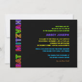 PixDezines Neon Lights Bat Mitswa Kaart (Achterkant)