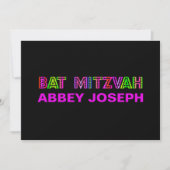 PixDezines Neon Lights Bat Mitzvah Kaart (Voorkant)