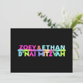 PixDezines Neon Lights B'nai Mitzvah ✡ Invitation (Debout devant)