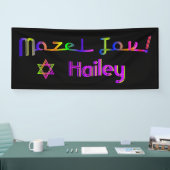 PixDezines Neon Lights Mazel Tov Bannière 6'x2.5' (Salon professionnel)