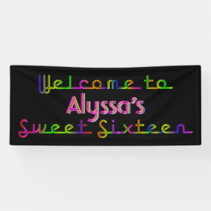 PixDezines Neon Lights Sweet 16 Bannière 6'x2.5'
