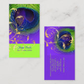 PixDezines neon pauw oog/filigraan Visitekaartje (Voorkant / Achterkant)