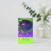 PixDezines neon pauw oog/filigraan Visitekaartje (Staand voorkant)