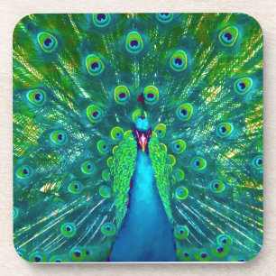 PixDezines neon/psychedelische pauwenveer Onderzetter