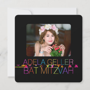 PixDezines neons/typografie/bat mitzvah Uitnodigin Kaart