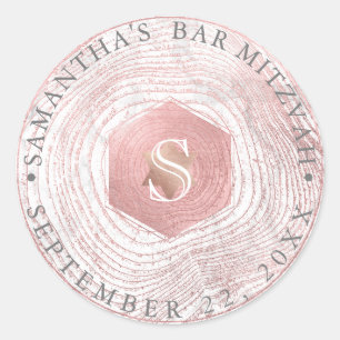 PixDezines Nep Rose Goud Boom Ringen Mitzvah Ronde Sticker