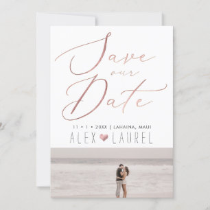 PixDezines Nep-Roségoud Save the Date Kaart