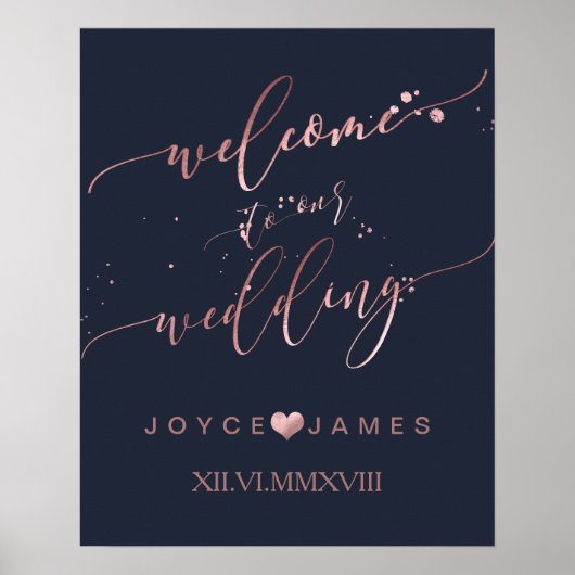 PixDezines NEP ROZE GOUD CALLIGRAFIE/WELKOM Poster (Voorkant)