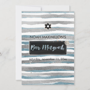 PixDezines nep zilver/blauw/strepen bar mitswa Kaart