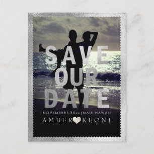 PixDezines Nep Zilver Save the Date/Hart Aankondigingskaart