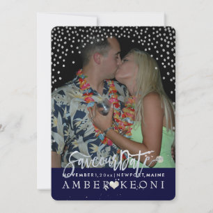PixDezines Nep Zilveren Confetti/Hart/Save Date Save The Date
