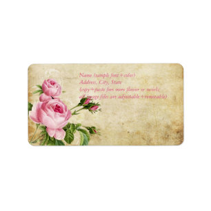 PixDezines nepperkament +vintage rozen Etiket