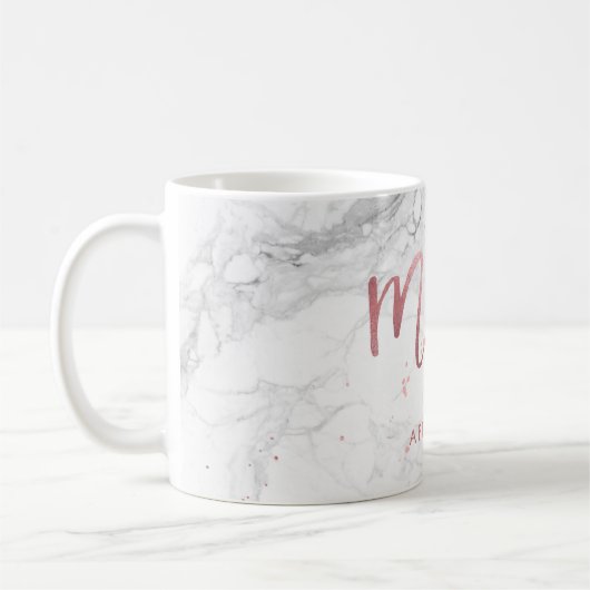 PixDezines New Mrs/Marble Faux Roos Gold/Script Koffiemok (Links)
