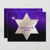 PixDezines Night Sky/Paars/Mitzvah Celebration Kaart (Voorkant / Achterkant)