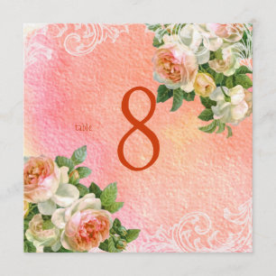 PixDezines numéros de table roses vintage/aquarell