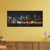 PixDezines NYC Skyline/Manhattan/Nachtverlichting Canvas Afdruk (Insitu (Woonkamer))