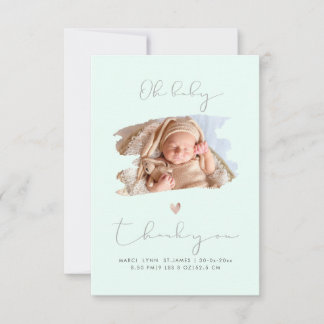 PixDezines Oh Baby shower Dank u DIY Kleur Mint Bedankkaart