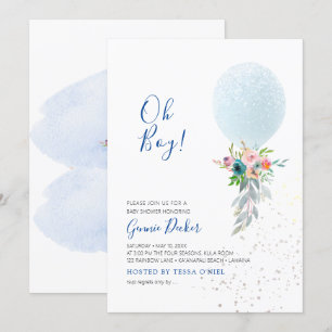 PixDezines Oh Boy Balloon Baby shower Kaart