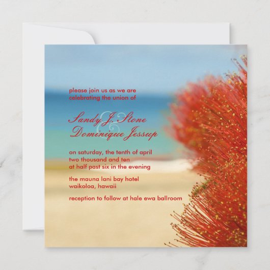 PixDezines Ohia/strand/tropische bruiloft Kaart (Achterkant)