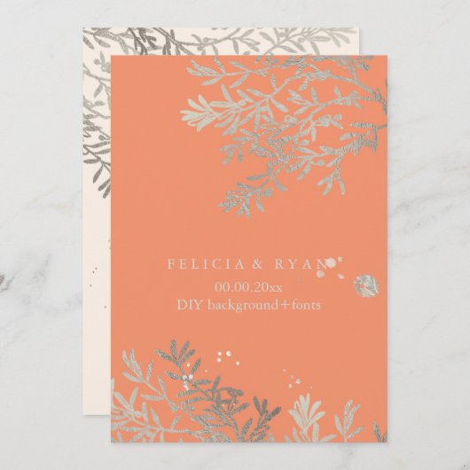 PixDezines Olijftakken/Faux Zilver/DIY Achtergrond Kaart (Voorkant / Achterkant)