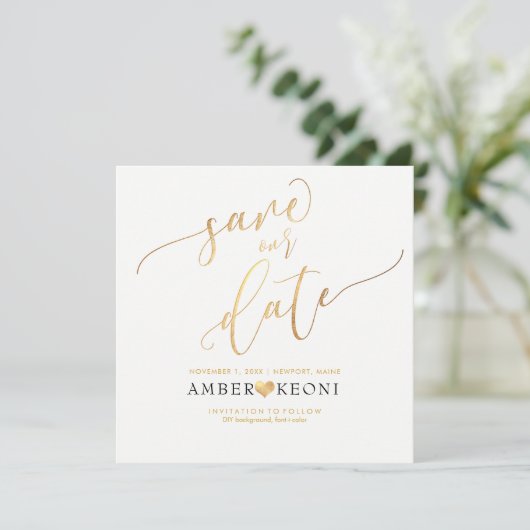 PixDezines Opslaan Datum/Faux Gold/DIY Achtergrond Save The Date (Staand voorkant)