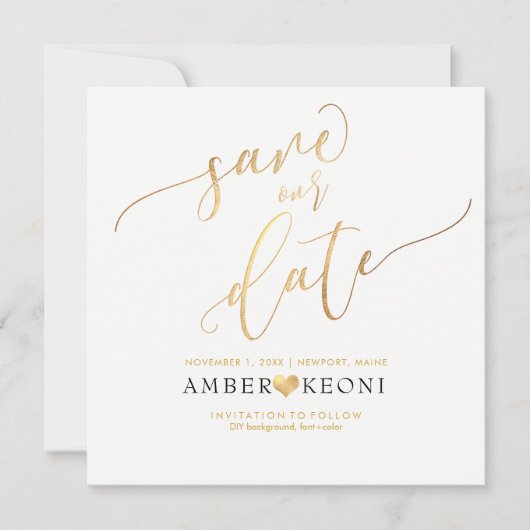 PixDezines Opslaan Datum/Faux Gold/DIY Achtergrond Save The Date (Voorkant)