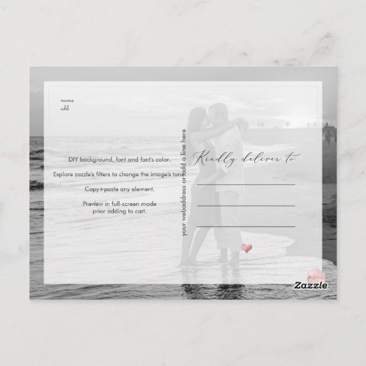 PixDezines Opslaan Datum, Faux Roos Gouden Kalligr Briefkaart (Achterkant)