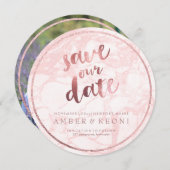 PixDezines Opslaan Datum/Roos Goud/Roze Marmer Save The Date (Voorkant / Achterkant)