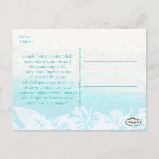 PixDezines opslaan datum strand + golven Aankondigingskaart (Achterkant)