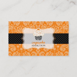 PixDezines oranje chocoladecupcake/pâtisserie Visitekaartje