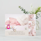 PixDezines owl faire-part de naissance modèle phot (Debout devant)