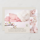 PixDezines owl faire-part de naissance modèle phot (Devant / Derrière)