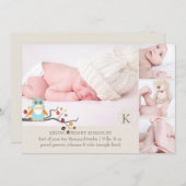 PixDezines owl faire-part de naissance modèle phot (Devant / Derrière)