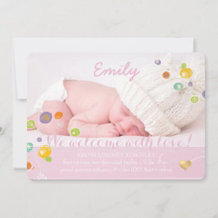 PixDezines paardenbloemen, foto geboorte aankondig Aankondiging