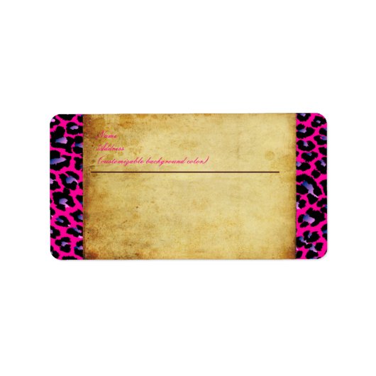 PixDezines paarse cheetah/diy kleur Etiket (Voorkant)