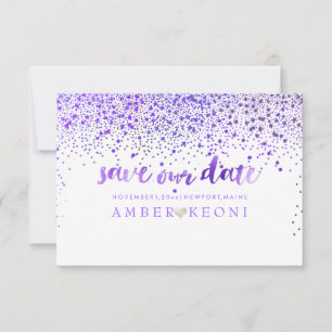 PixDezines Paarse Confetti/Save onze datum Save The Date