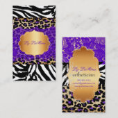 PixDezines paarse kant + cheetah + zebra Visitekaartje (Voorkant / Achterkant)