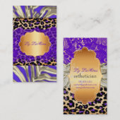 PixDezines paarse  kant + cheetah + zebra Visitekaartje (Voorkant / Achterkant)