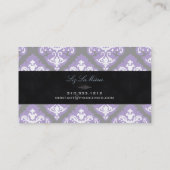 PixDezines Paarse + Witte Olivia Damask Visitekaartje (Achterkant)