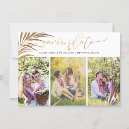 PixDezines Palm Fronds Faux Gold Modern Script Save The Date