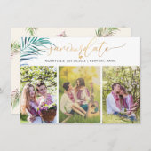 PixDezines Palm Fronds Faux Gold Modern Script Save The Date (Voorkant / Achterkant)
