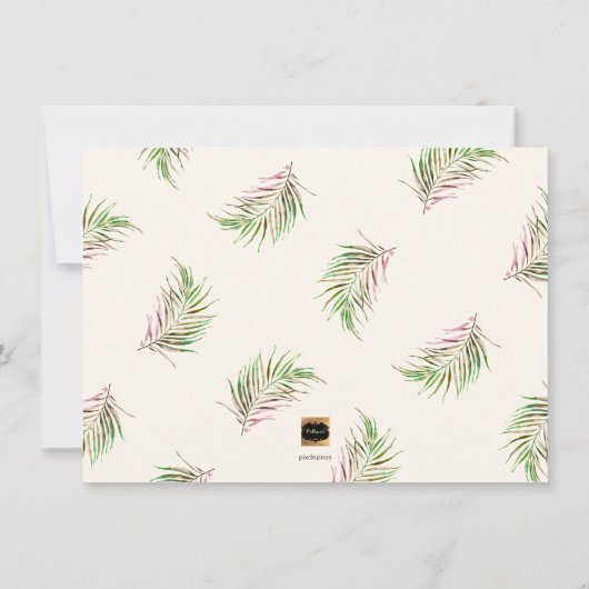 PixDezines Palm Fronds Faux Gold Modern Script Save The Date (Achterkant)