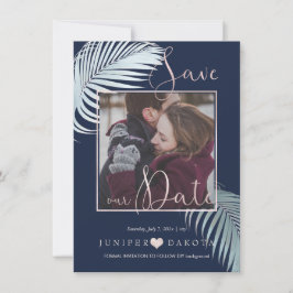 PixDezines PALMSCHIJFJES, ZILVEREN BLAUWE DIY ACHT Save The Date