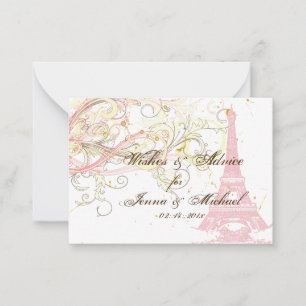 PixDezines PARIS PINK EIFFEL TOWER+WISHES+ADVICE Advieskaart