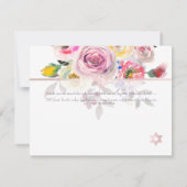 PixDezines Pastel Rozen Mitzvah Dank u ✡ RSVP Kaartje (Achterkant)