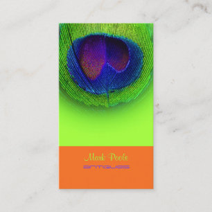 PixDezines Pauw oog/kobalt+neon groen Visitekaartje