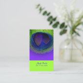 PixDezines Pauw oog/paarse+kobalt+neon groen Visitekaartje (Staand voorkant)