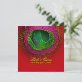 PixDezines pauw-oog/rood+groen Kaart (Staand voorkant)