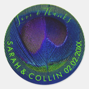 PixDezines pauwenoog/kobaltblauw/neongroen Ronde Sticker